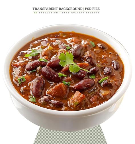 Premium Psd Traditional Mexican Dish Chili Con Carne With Minced Meat And Red Beans Isolated