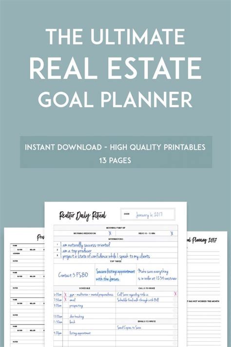 Real Estate Goal Setting Worksheets