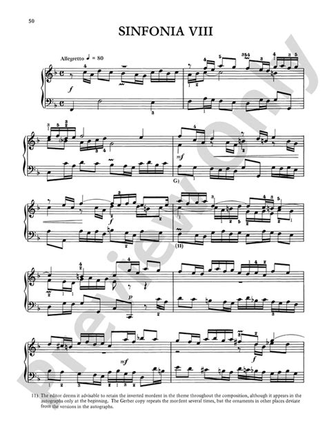 Bach Two And Three Part Inventions Ed Hans Bischoff Sinfonia Viii Part Digital Sheet