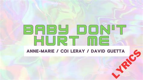 BABY DON T HURT ME Anne Marie Coi Leray David Guetta Song