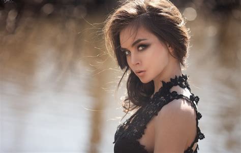 Wallpaper Girl Green Eyes Dress Photo Photographer Model Lips Brunette For Mobile And