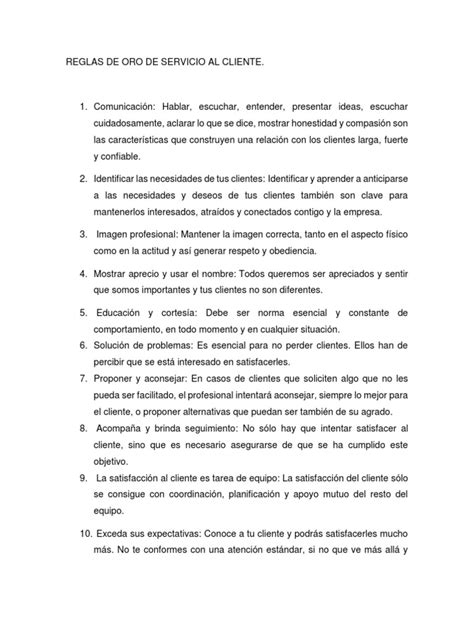 5 Reglas De Oro Pdf Cliente Planificación