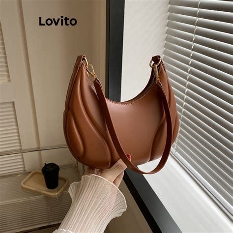 Lovito Casual Plain Basic Small Shoulder Bag For Women LNA32087 Brown