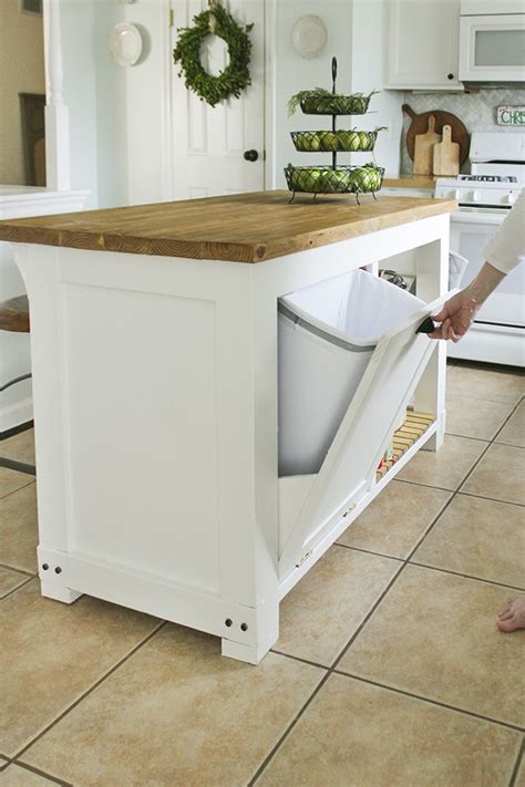 DIY Kitchen Island with Trash Storage - Shades of Blue Interiors