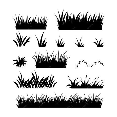 Premium Vector Hand Draw Grass Silhouette Vector Collection