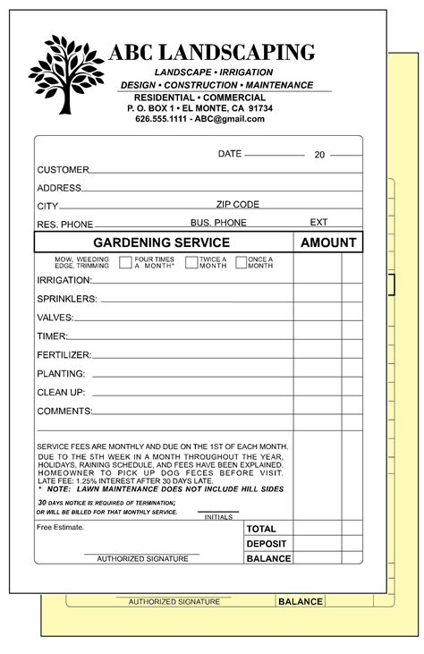 Irrigation Invoice Template