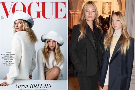 Kate Moss And Daughter Lila Twin In White Outfits On The Cover Of British Vogue