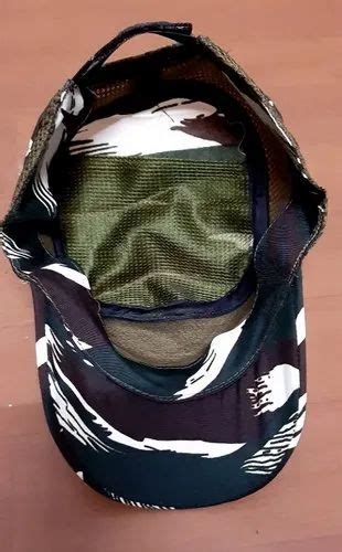 Acrylic Shinning Fabric Camouflage Crpf Logo Cap For Do Not Iron