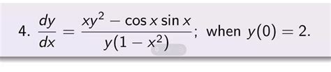 Solved dy dx xy² COS X sin x when y 0 2 y 1 x2 Chegg