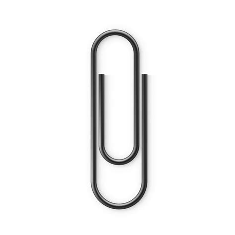 Black Paperclip Icon Realistic Paper Clip Attachment With Shadow