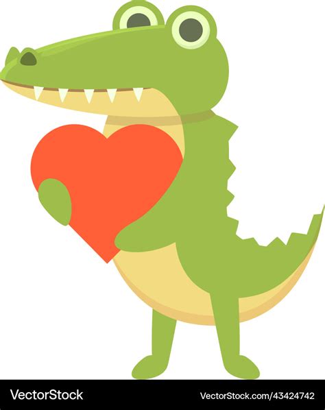 Love Alligator Icon Cartoon Cute Animal Royalty Free Vector