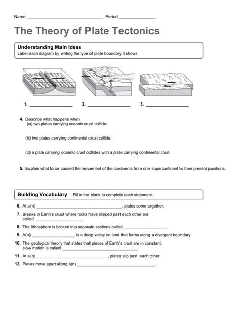 Plate Boundaries Worksheet Boundaries Worksheet Plate Boundaries Plate Tectonics