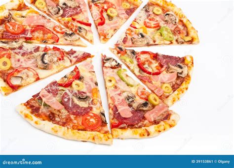 Mixed Meat And Vegetables Pizza Stock Image Image Of Green Fattening