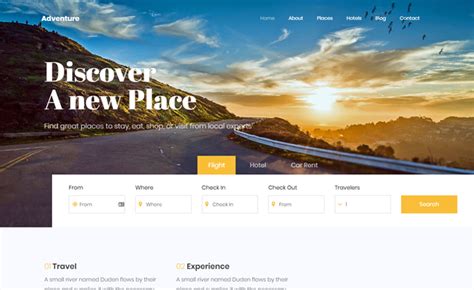 Adventure Free Bootstrap Html Travel Agency Website Template