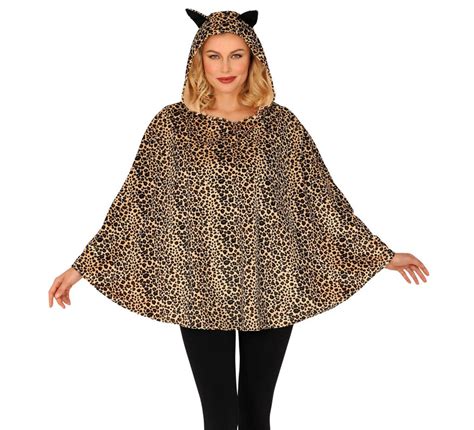 Costume Leopardo O Poncho Con Cappuccio Per Adulto