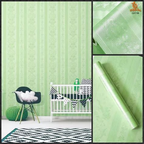 Jual Wallpaper Stiker Dinding Hijau Polos Salur 10m X 45cm Shopee