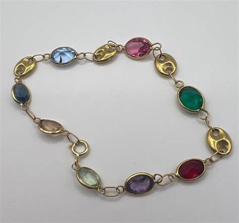 NO RESERVE PRICE 18 Kt Yellow Gold Bracelet Spinels Catawiki