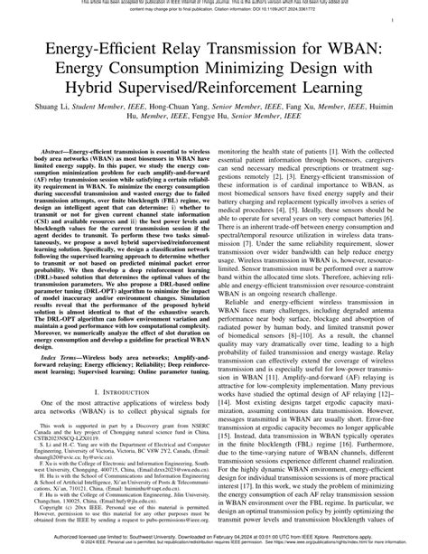 Pdf Energy Efficient Relay Transmission For Wban Energy Consumption