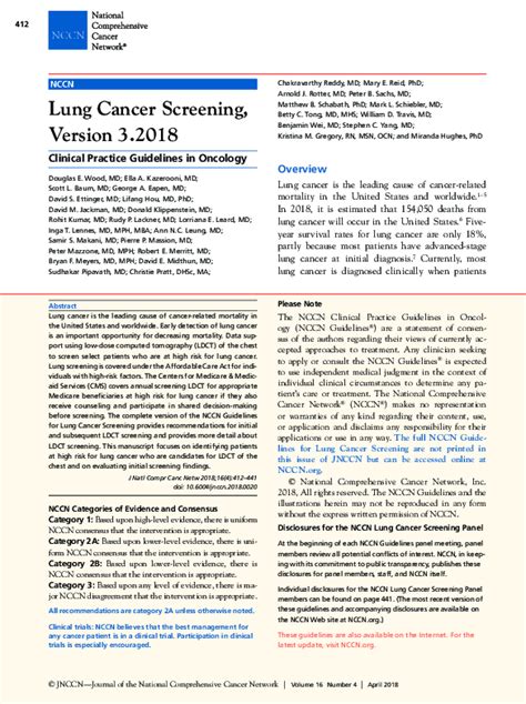 Pdf Lung Cancer Screening Version 32018 Nccn Clinical Practice