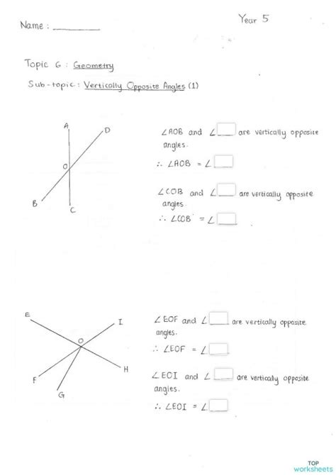 Vertically Opposite Angles 1. Interactive worksheet | TopWorksheets