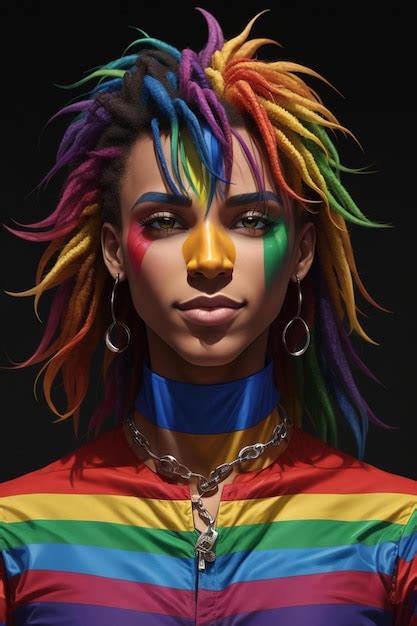 Premium Ai Image A Woman With Rainbow Colored Hair And A Rainbow