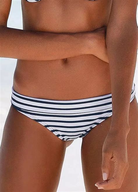 Navy Stripe Bikini Briefs By Venice Beach Swimwear