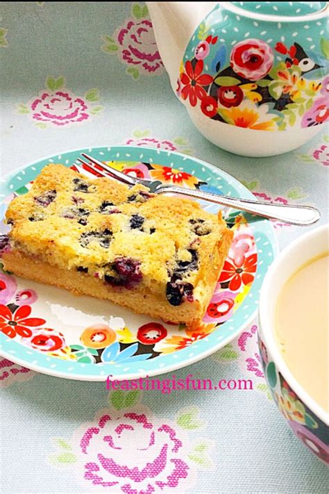 Blueberry Lemon Shortbread Cake Bars Feasting Is Fun Shortbread