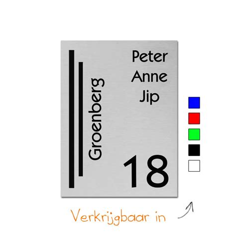 Rvs Naambord X Cm Met Kleurlijnen Zwart Naamborden