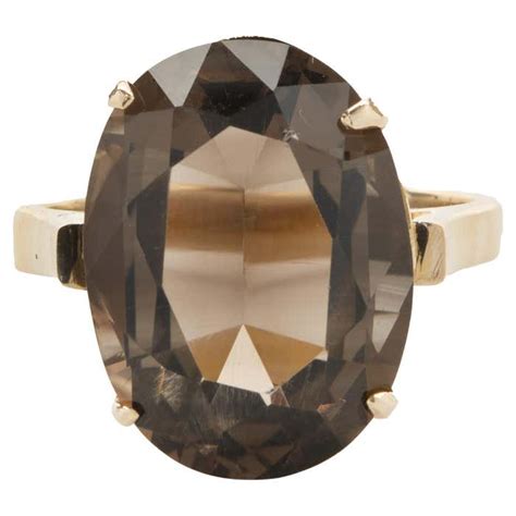 14 Karat Yellow Gold Vintage Smoky Topaz Ring At 1stdibs Smokey Topaz