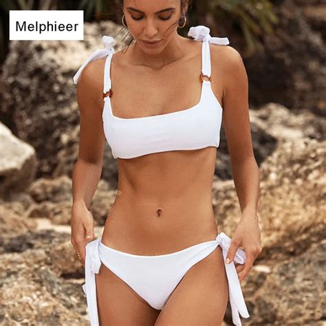 Correa Lazos Bikini Traje De Ba O Blanco Bikinis Rosas Conjunto