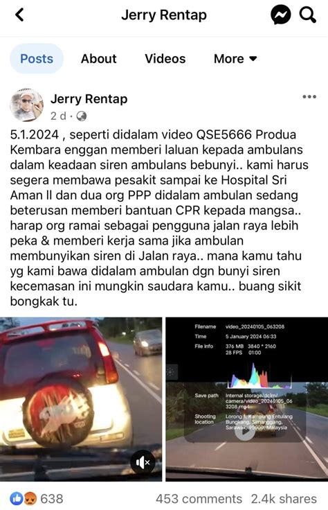 Tak Sengaja Halang Ambulan Anak Jelaskan Bapa Ada Masalah Pendengaran