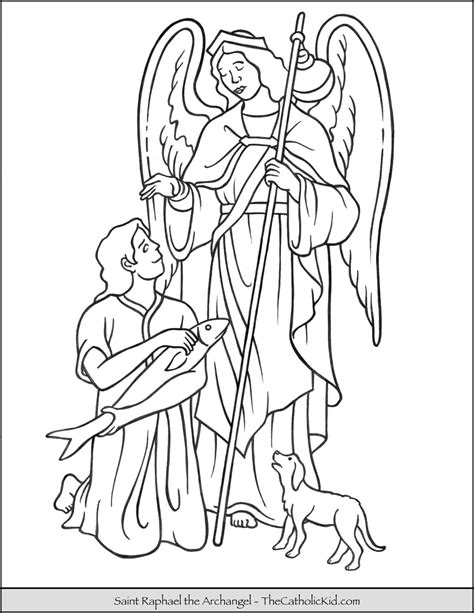 Saint Raphael Archangel Coloring Page Angel Coloring Pages Catholic