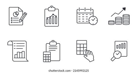 Fiscal Year Icons Set Fiscal Year Stock Vector Royalty Free