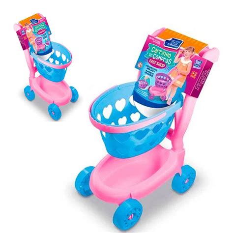 Carrinho Supermercado Cestinha Compras 2x1 Infantil Oferta Shopee Brasil