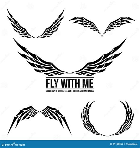 Set Of Wing Emblem Element For Design Stock Vector Illustration Of