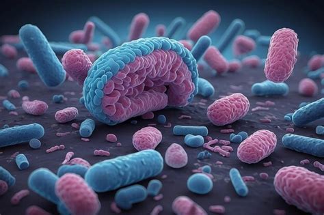 Микробиом Blue Bifidobacterium Lactobacillus под микроскопом