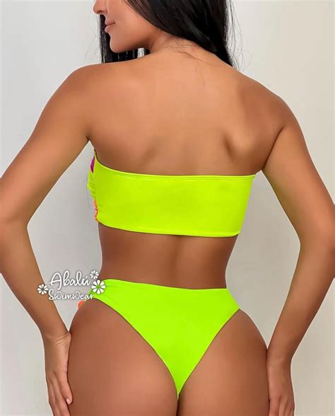 Bikini Multicolor Con Nudos En El Medio Abal Swimwear