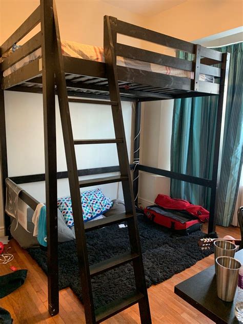 Black Ikea Stora Loft Bed Furniture Home Living Furniture Bed