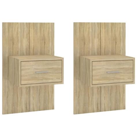 ZERONE Tables de chevet murales 2 pcs Chêne sonoma Bois d ingénierie