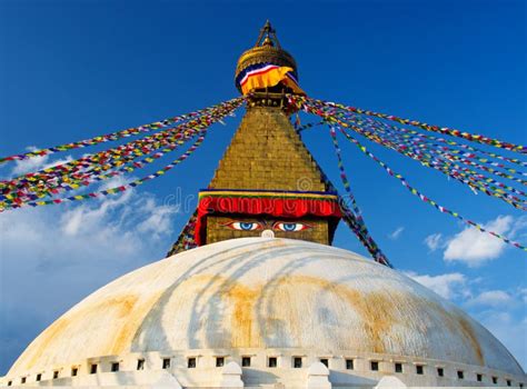 Boudhanath Stupa In Kathmandu Nepal Stock Image Image Of Eyes Asian