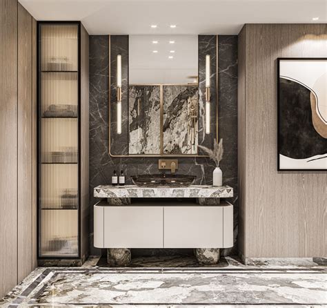 Luxurious Marble Bathroom With Gold Accents