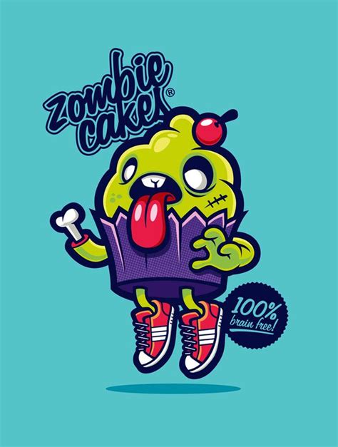 Yum Zombie Cupcake Cartoon Wallpaper Graffiti Doodles Cute Zombie