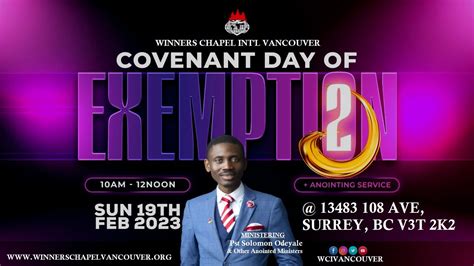 COVENANT DAY OF EXEMPTION 2 0 SPECIAL ANOINTING SERVICE 19TH