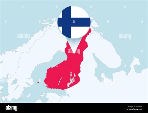 Europa Con Mapa De Finlandia Seleccionado E Icono De Bandera De