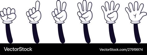 Cartoon hand numbers gesture counting sign hands Vector Image