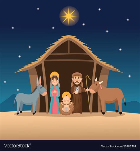 Bajesus Mary And Joseph Design Royalty Free Vector Image