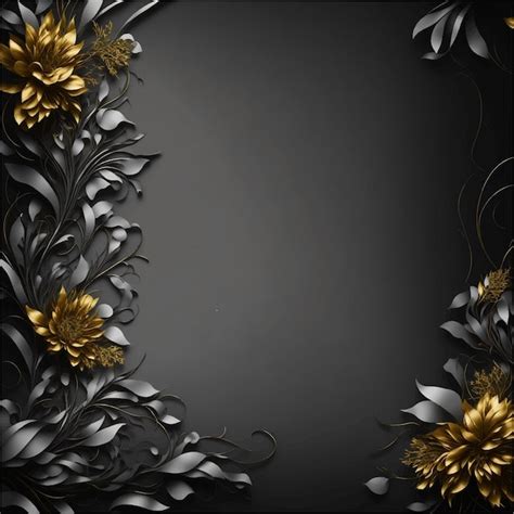 Un Fondo Negro Y Dorado Con Flores Y Hojas Doradas Vector Premium