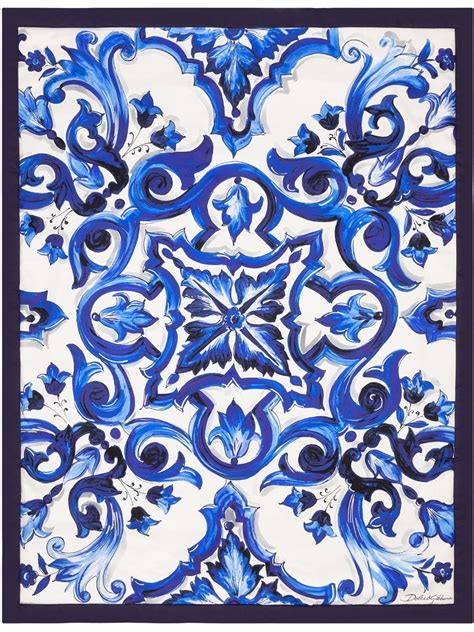 Dolce Gabbana Mediterranean Print Silk Blanket Blue FARFETCH