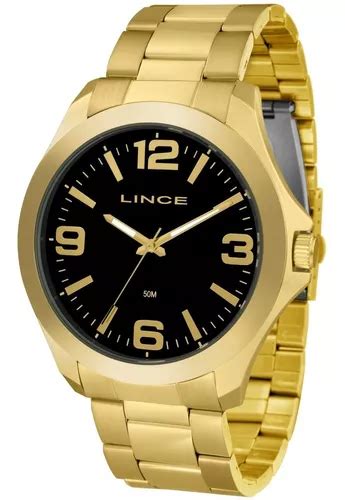 Reloj Lince Para Hombre Grande Original Chapado En 18 Quilates