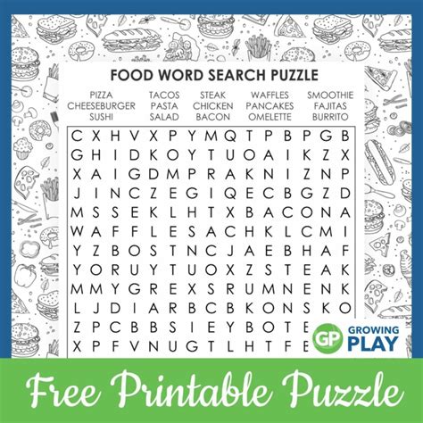 Food Word Search Printable Free Growing Play